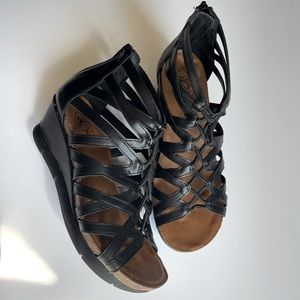 Hokus Pokus Gladiator Style Wedge Sandals Black Women’s Size 7.5